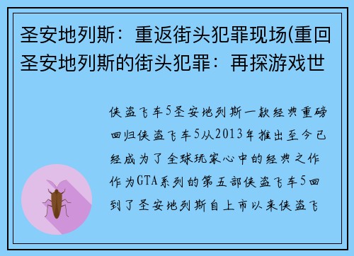圣安地列斯：重返街头犯罪现场(重回圣安地列斯的街头犯罪：再探游戏世界)